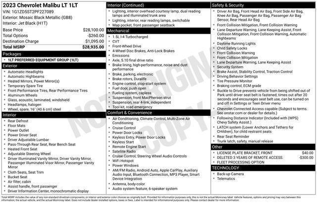 2023 Chevrolet Malibu 4dr Sdn 1LT