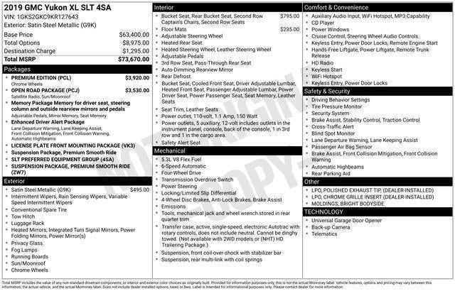 2019 GMC Yukon XL 4WD 4dr SLT
