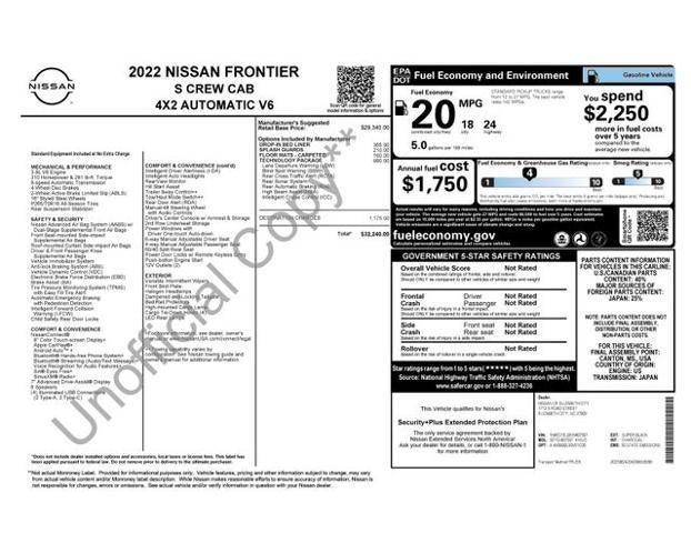 2022 Nissan Frontier Crew Cab 4x2 S Auto