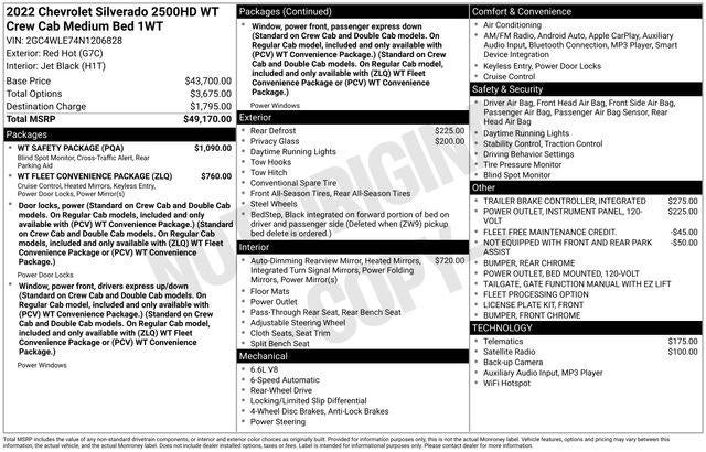 2022 Chevrolet Silverado 2500 HD Crew Cab Standard Box 2-Wheel Drive Work Truck