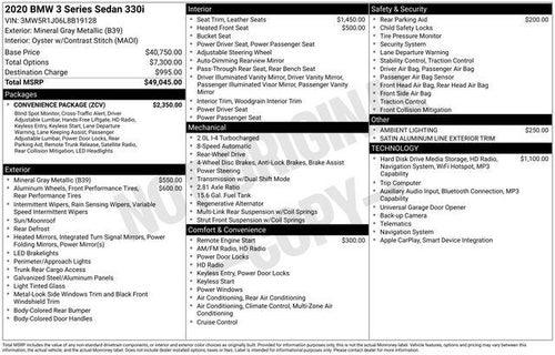 2020 BMW 330i Sedan North America